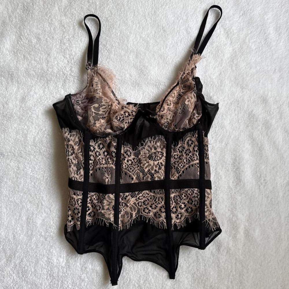 y2k goth glam black lace corset top with adjustable straps